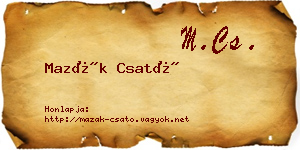 Mazák Csató névjegykártya